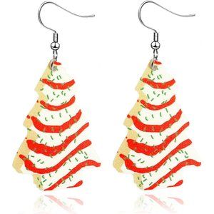 Women Handmade Bead Tree Santa Clause Wreath Candy Cane Drop Dangle Earrings